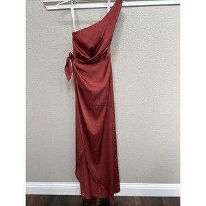 Azazie X Kendall + Kylie Size A10 Terracotta One Shoulder Bridesmaid Dress Slit